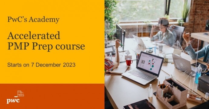 PwC’s Academy invites you to participate in the online PMP Preparatory Course, starting on 7 December 2023