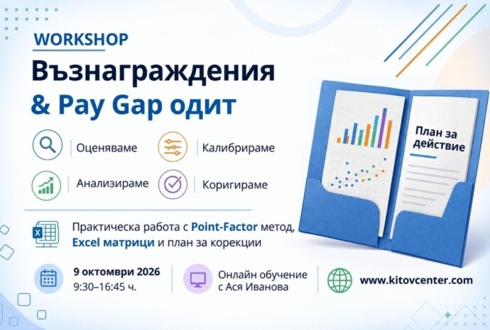 Практически уъркшоп: Оценка на длъжности → калибриране → Pay Gap Audit → план за корекции на разликите в заплащането